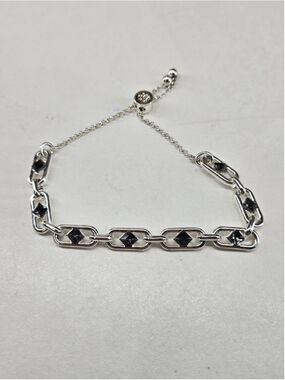 Bomb Party Bracelet Baguette Cut Dark Blue Jewel Crystals Silvertone Adjustable